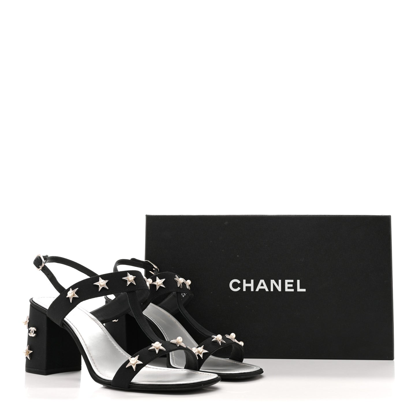 Grosgrain Pearl Stars Sandals 40 Black