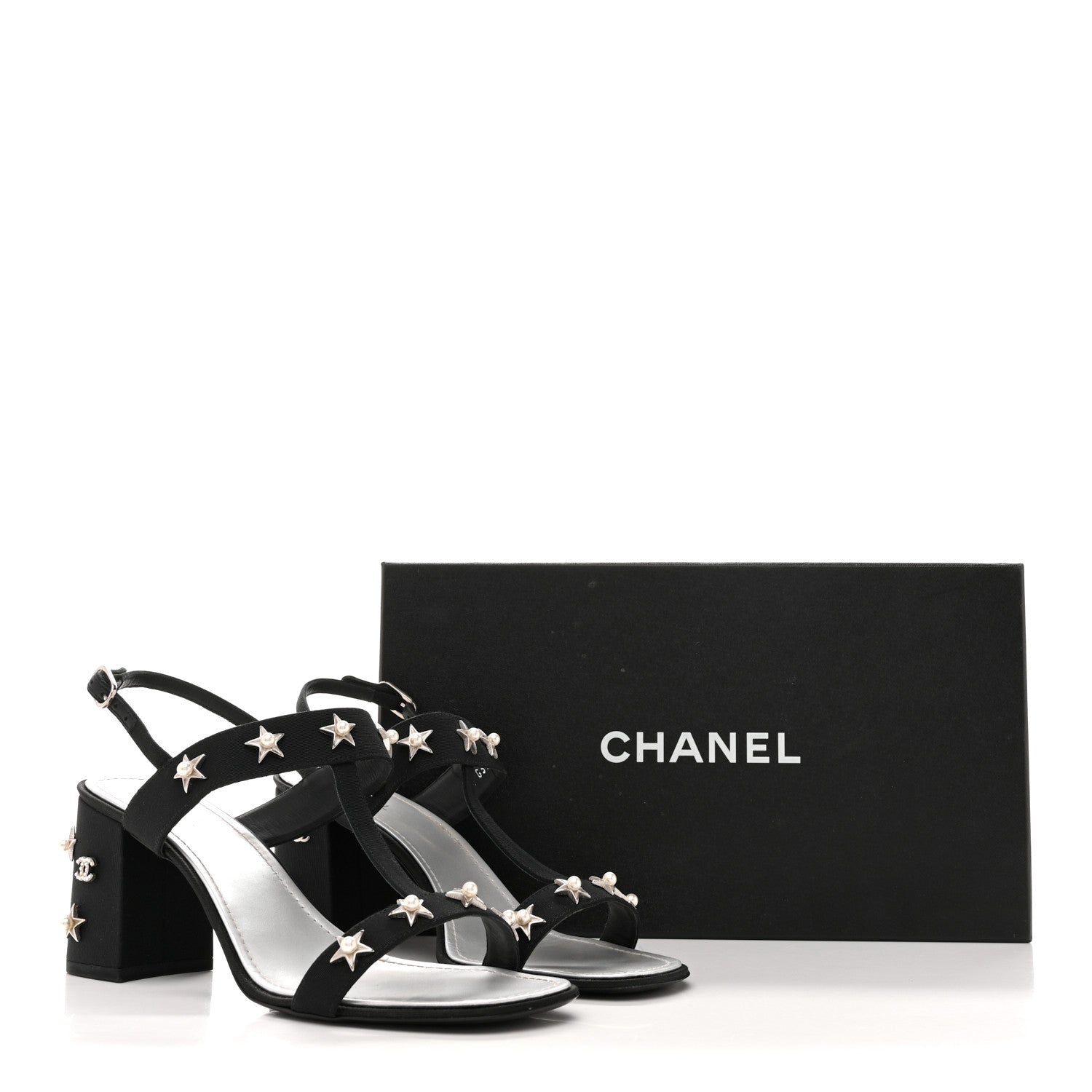 Chanel Grosgrain Pearl Stars Sandals 40 Black 10 of 10
