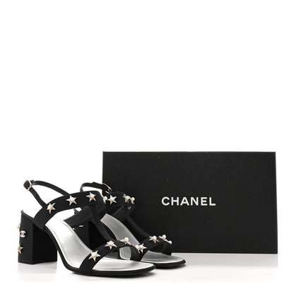 Chanel Grosgrain Pearl Stars Sandals 40 Black 10 of 10