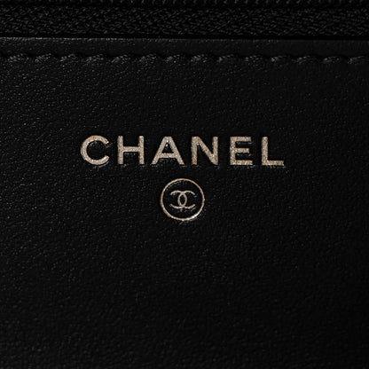 Chanel Tweed Quilted Wallet On Chain WOC Black Ecru White 6 of 9