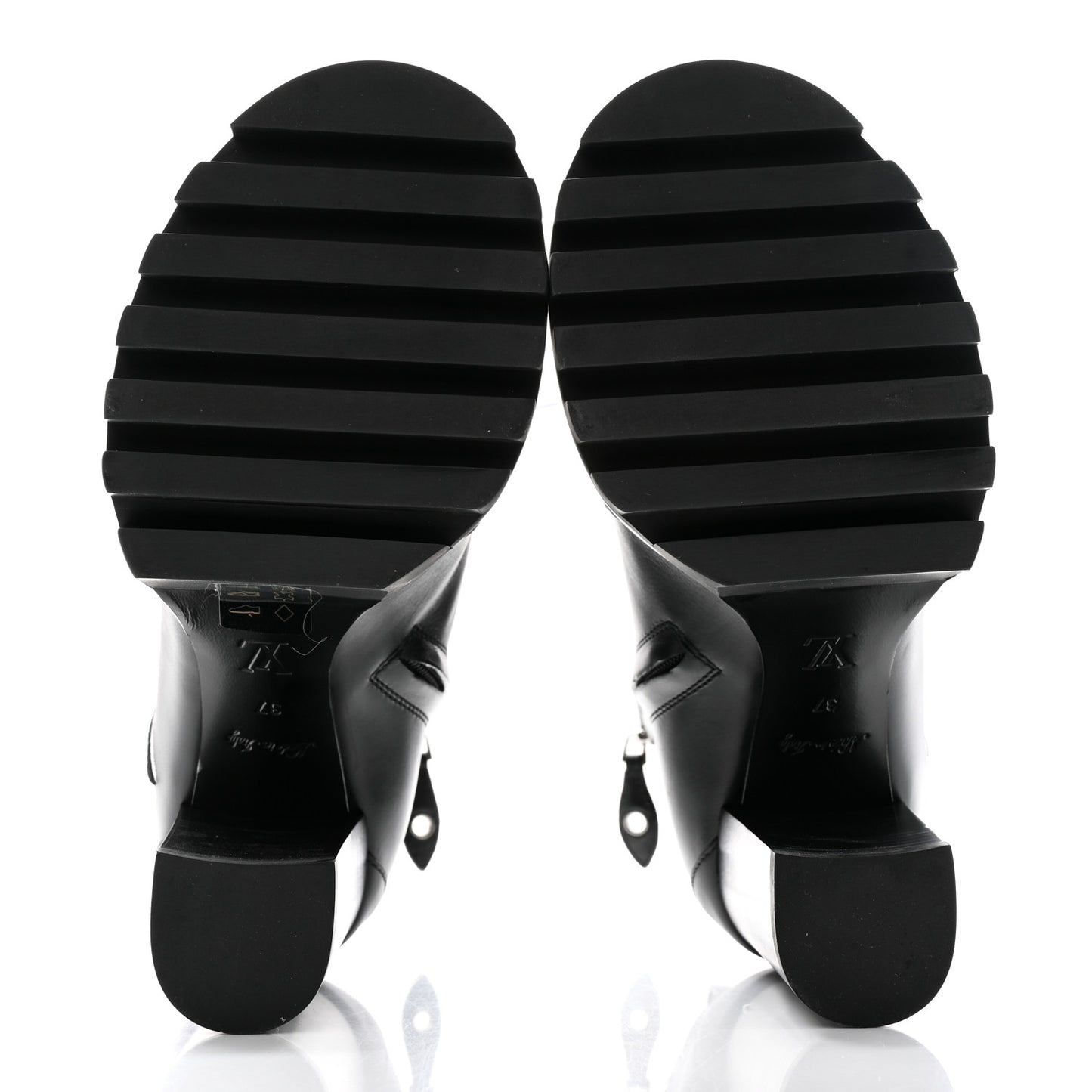 LOUIS VUITTON Patent Calfskin Monogram Star Trail Ankle Boots 37 Black