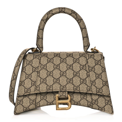 Balenciaga X GUCCI GG Supreme Monogram Small Hourglass Top Handle Bag Beige Ebony 1 of 17