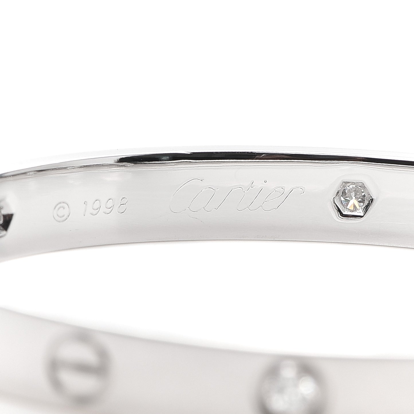 18K White Gold 6 Diamond LOVE Bracelet 16
