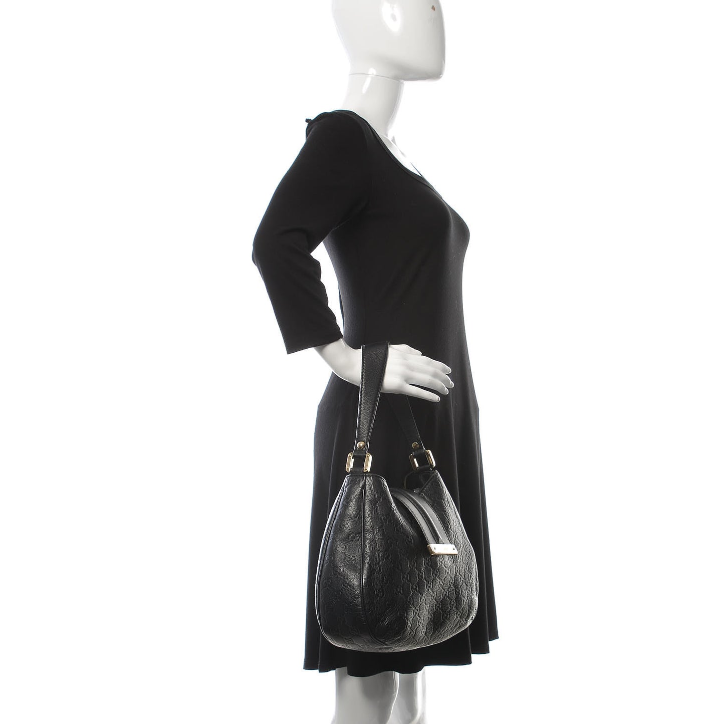 Guccissima Medium New Ladies Web Hobo Black