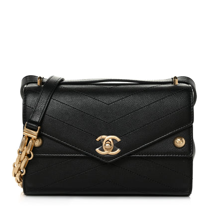 Chanel Calfskin Chevron Quilted Casual Trip Flap Black 1 of 11