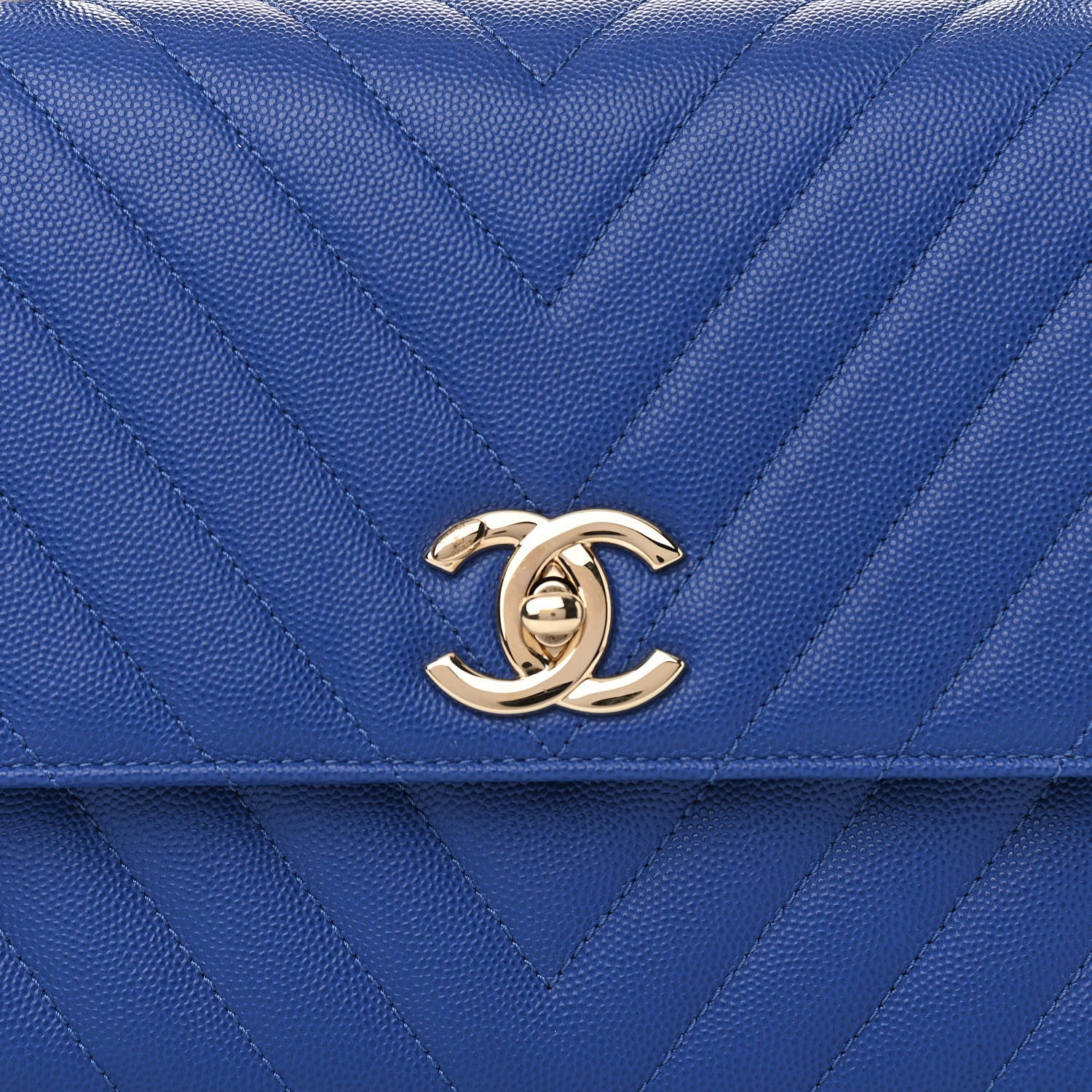 Chanel Caviar Chevron Quilted Small Coco Handle Flap Blue 8 of 11