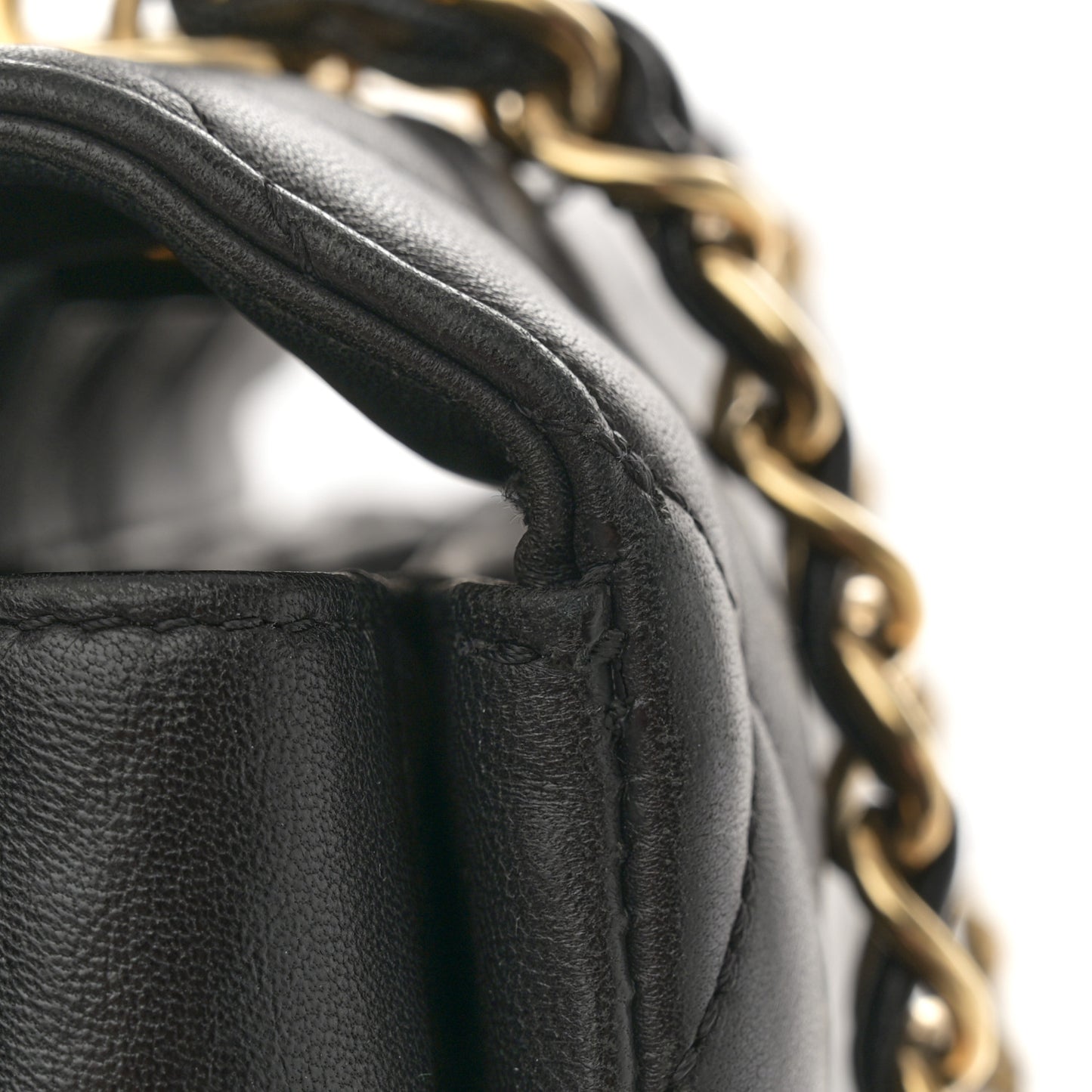 Lambskin Quilted Large Trendy CC Dual Handle Flap Bag Black
