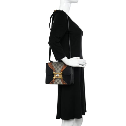 Gucci Nappa Elaphe GG Supreme Monogram Medium Osiride Shoulder Bag Black Bright Cuir Beige Ebony 2 of 10