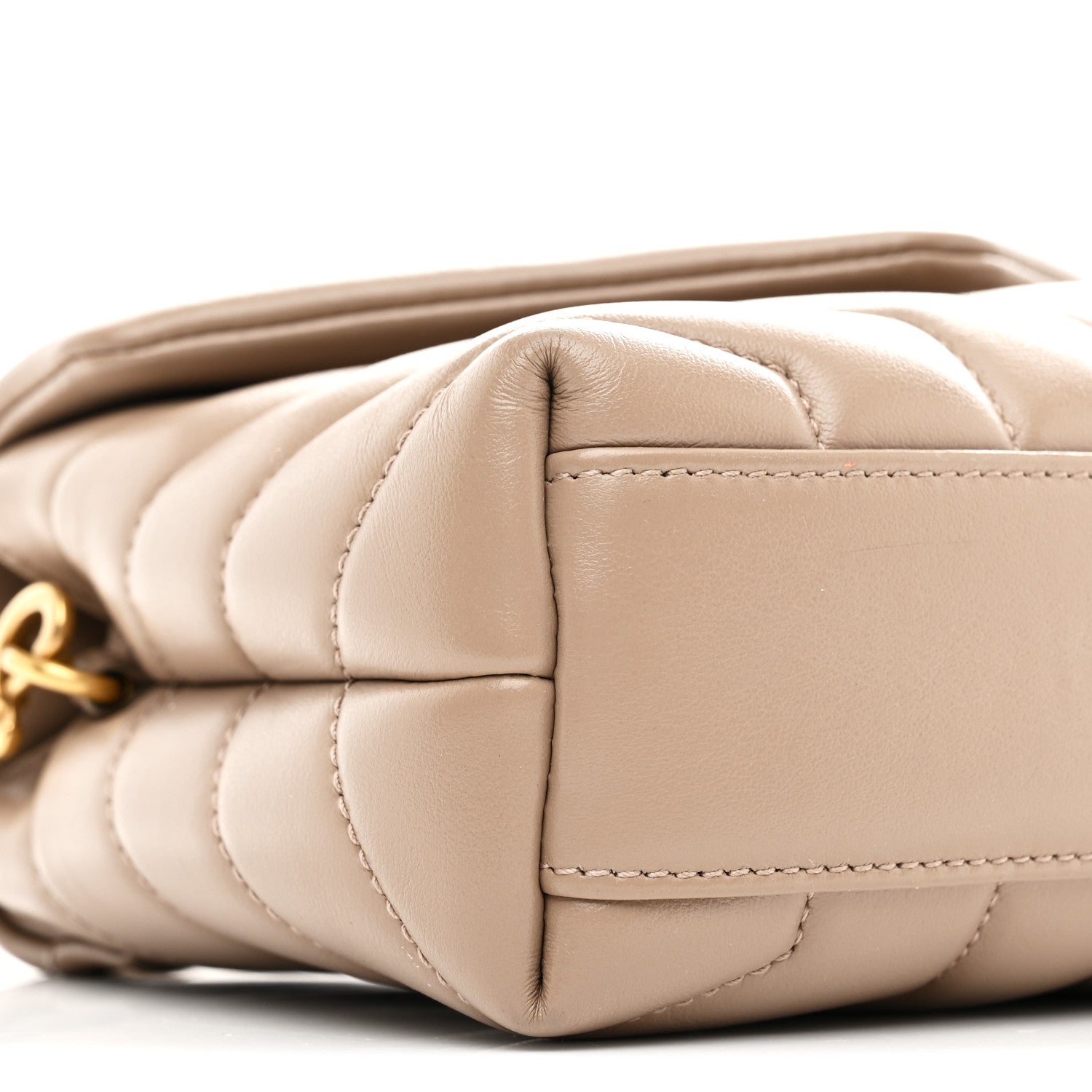 Saint Laurent Calfskin Y Quilted Monogram Toy Loulou Crossbody Bag Dark Beige 9 of 10