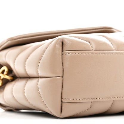 Saint Laurent Calfskin Y Quilted Monogram Toy Loulou Crossbody Bag Dark Beige 9 of 10