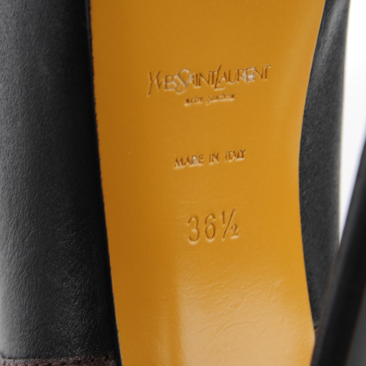 Saint Laurent Leather Shearling Tribtoo 140 Platform Boots 36.5 Black Chocolate 7 of 8