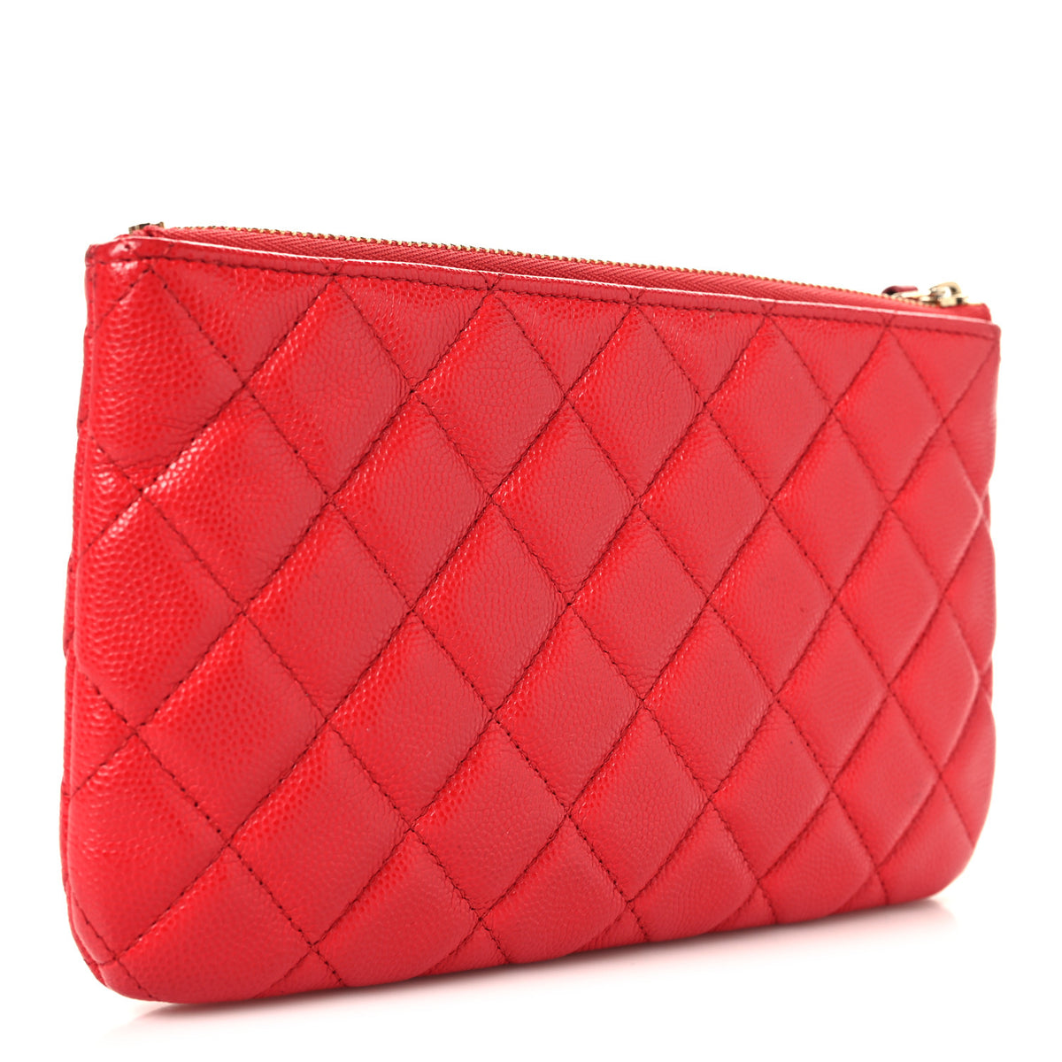 Chanel Shiny Caviar Quilted Cosmetic Case Red 3 of 8