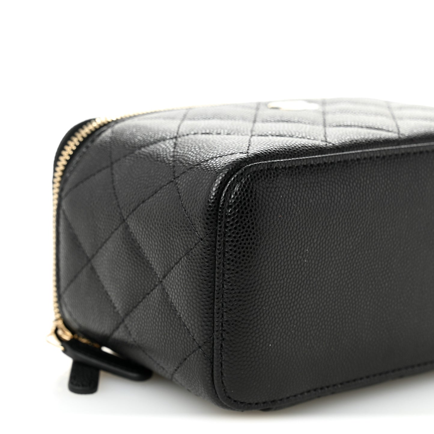 Caviar Quilted Small Vanity Case With Chain Black