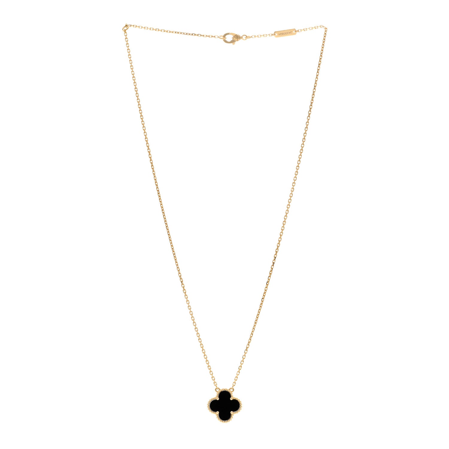 Van Cleef & Arpels VAN CLEEF & ARPELS 18K Yellow Gold Black Onyx Vintage Alhambra Pendant Necklace 3 of 6