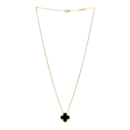 Van Cleef & Arpels VAN CLEEF & ARPELS 18K Yellow Gold Black Onyx Vintage Alhambra Pendant Necklace 3 of 6