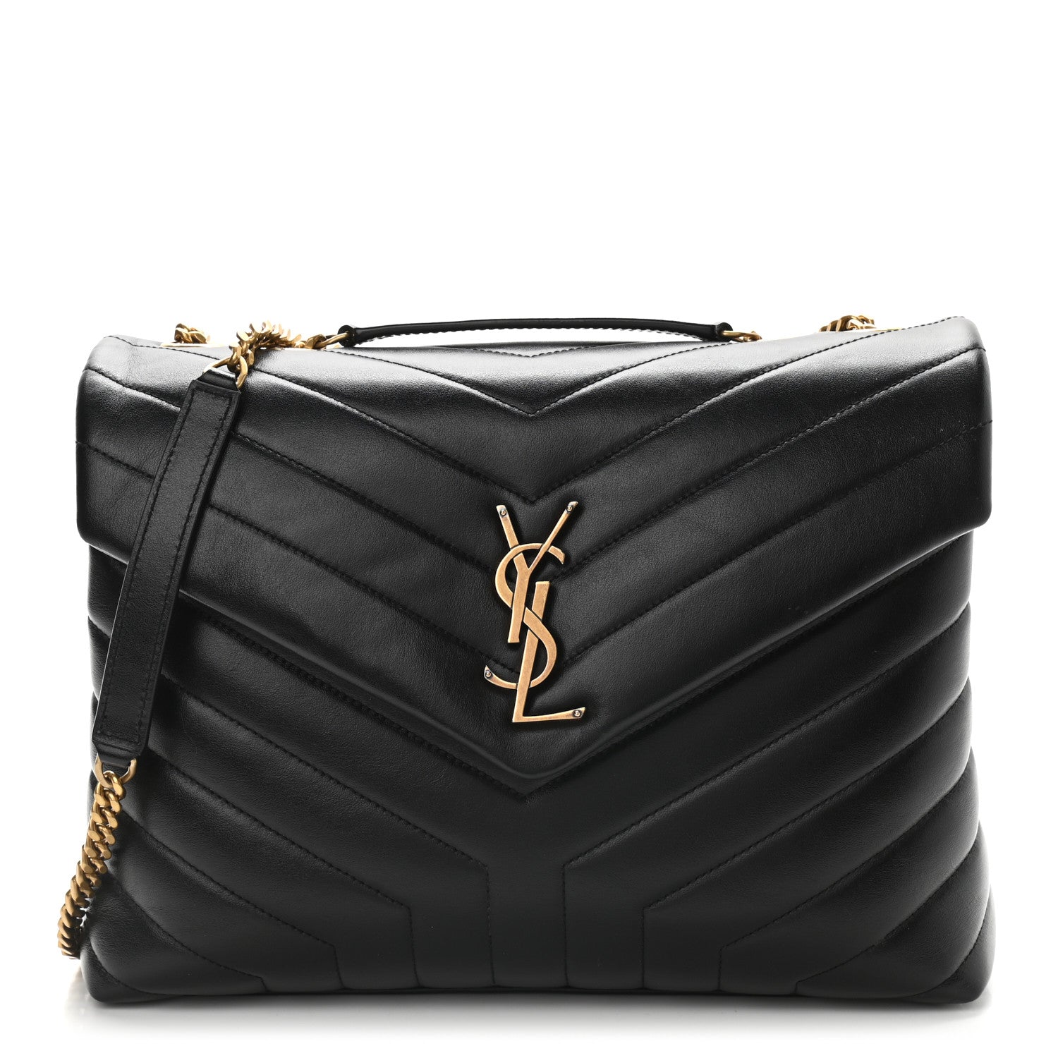 Saint Laurent Calfskin Y Quilted Monogram Medium Loulou Chain Satchel Black 1 of 9