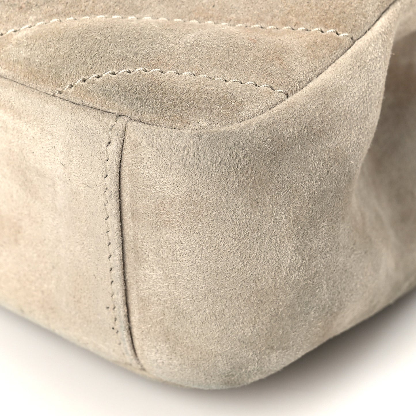 Suede Matelasse Chevron Monogram Medium College Bag Crema Soft