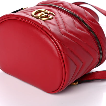 Gucci Calfskin Matelasse Mini GG Marmont Round Backpack Hibiscus Red 9 of 10