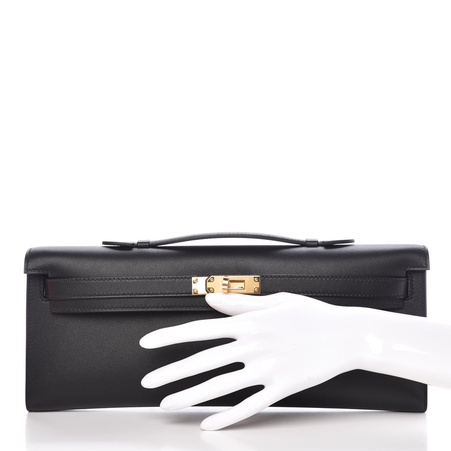 Hermes Swift Kelly Cut Clutch Pochette Black 2 of 9