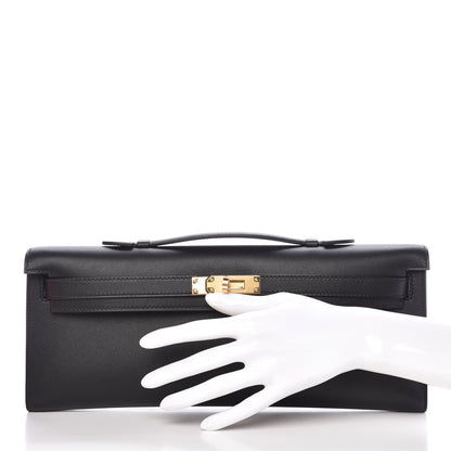Hermes Swift Kelly Cut Clutch Pochette Black 2 of 9