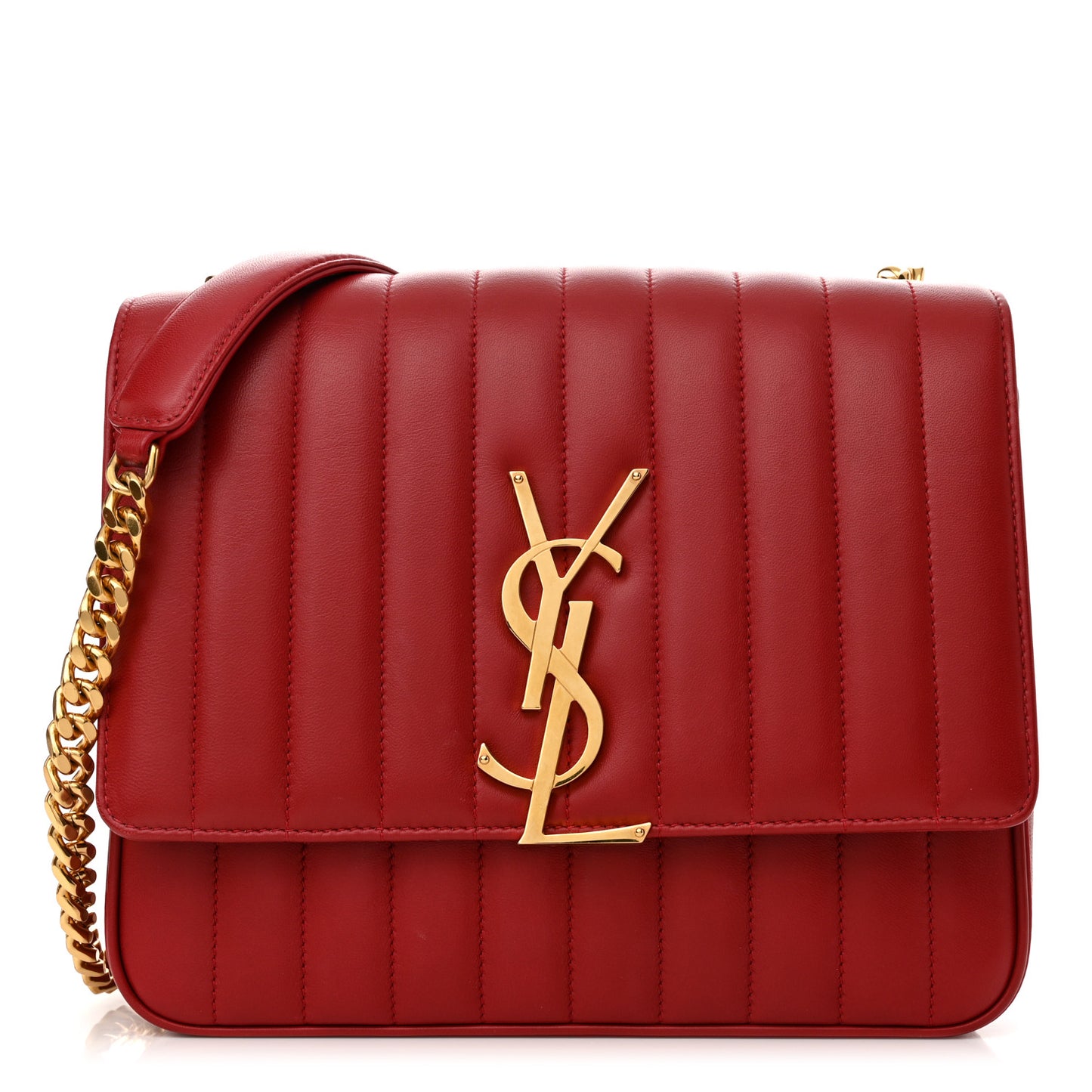 Lambskin Matelasse Monogram Large Vicky Chain Bag Rouge Eros
