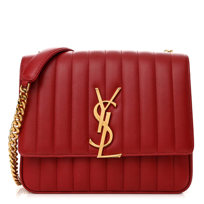 Saint Laurent Lambskin Matelasse Monogram Large Vicky Chain Bag Rouge Eros 1 of 12