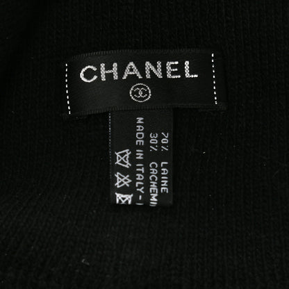 Chanel Cashmere Logo Beanie Hat Black Light Grey 4 of 4