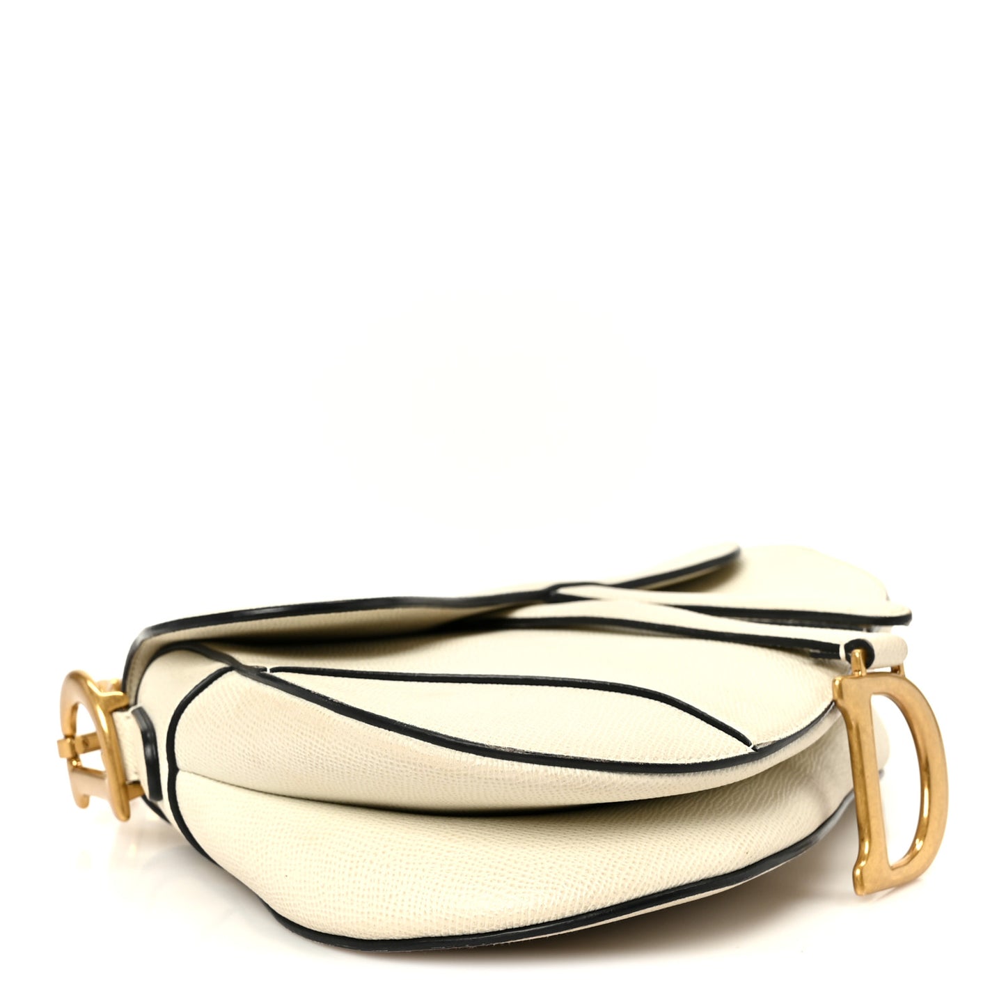Grained Calfskin Saddle Bag White