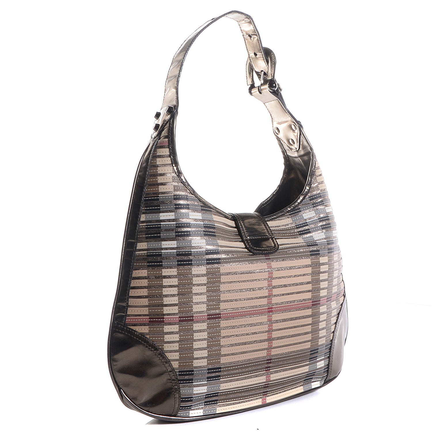 Burberry House Check Sliced Brook Hobo Metallic 3 of 8