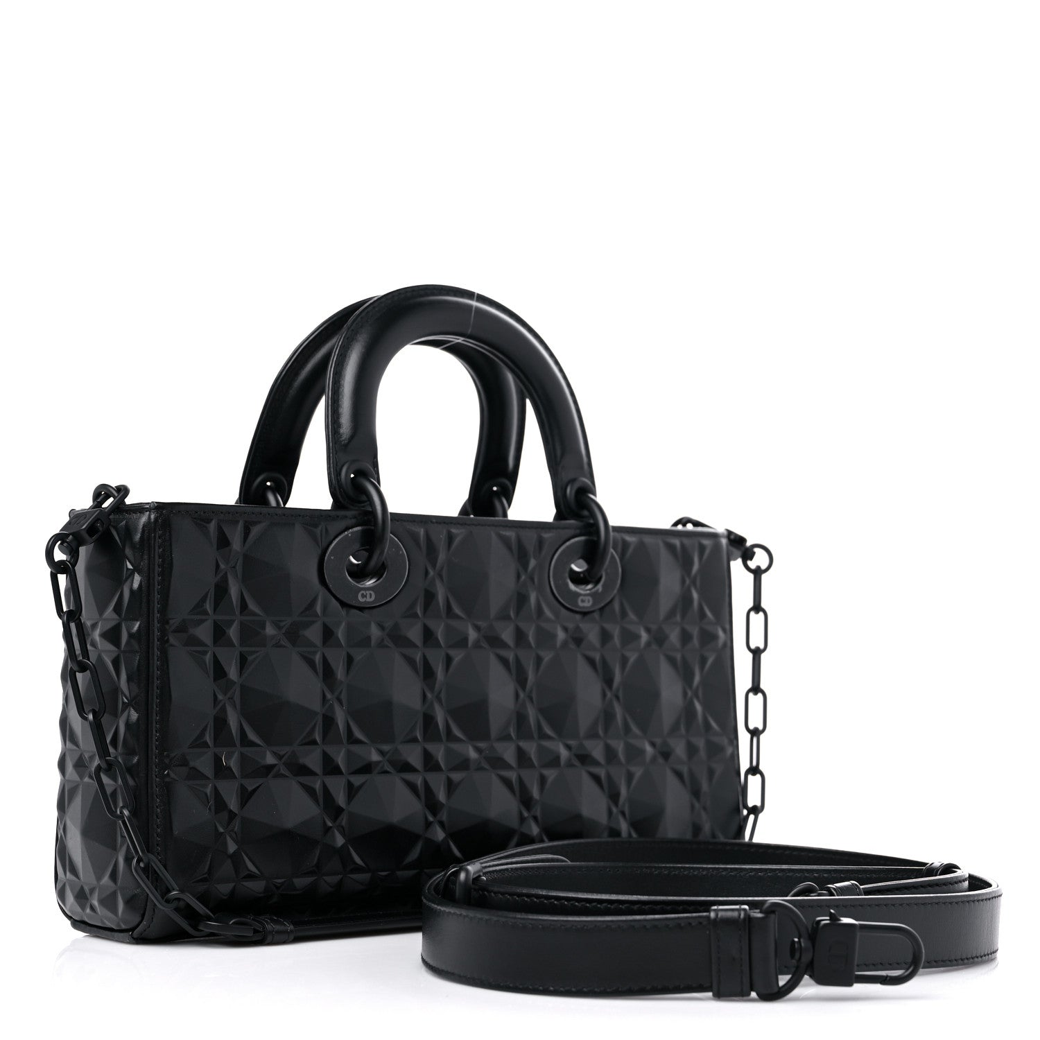 Christian Dior Calfskin Cannage Diamond Medium Lady D-Joy Black 3 of 12