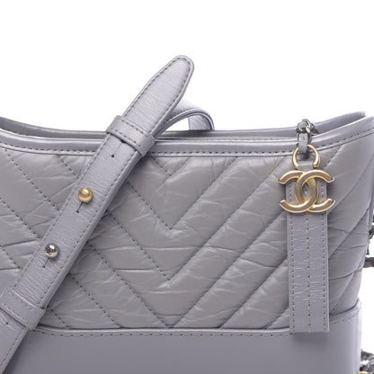 Chanel Aged Calfskin Chevron Quilted Small Gabrielle Hobo Grey 10 of 10