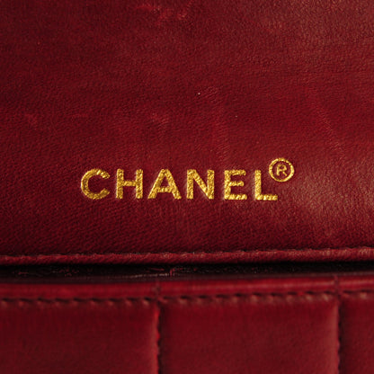 Chanel Lambskin Quilted East West Chocolate Bar Flap Red 6 of 9