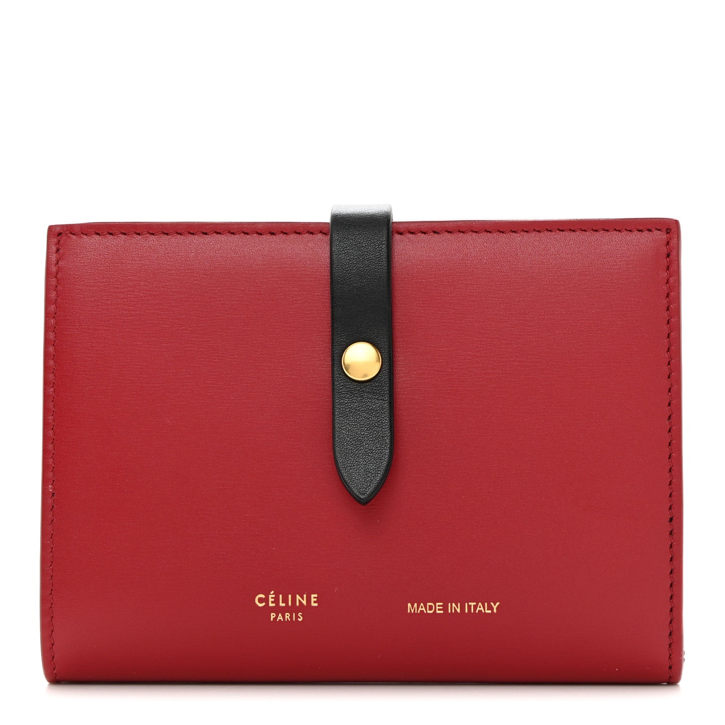 Smooth Calfskin Medium Multifunction Strap Wallet Coquelicot