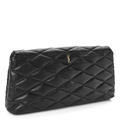 Saint Laurent Lambskin Quilted Sade Puffer Envelope Clutch Black 4 of 11