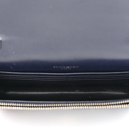 Saint Laurent Calfskin Crocodile Embossed Kate Monogram Tassel Chain Wallet Deep Marine 5 of 11