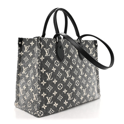 Louis Vuitton Monogram Jacquard Denim Onthego MM Black 3 of 10