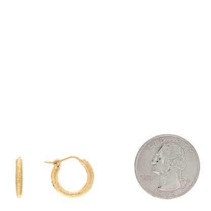 Elizabeth Locke 19K Yellow Gold Baby Hammered Hoop Earrings 2 of 4