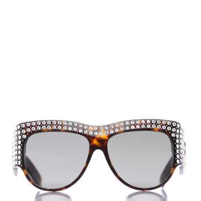 Gucci Acetate Crystal Oversize Hollywood Forever Sunglasses GG0144S Tortoiseshell 2 of 10