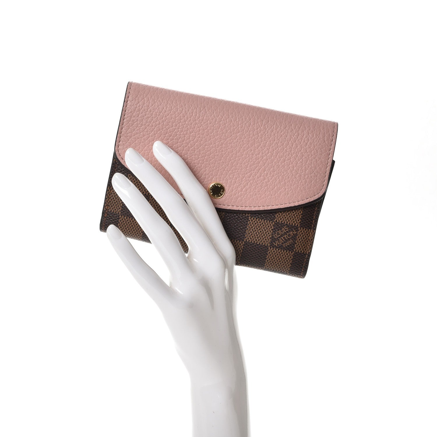 Louis Vuitton Damier Ebene Normandy Compact Wallet Rose Ballerine 2 of 9