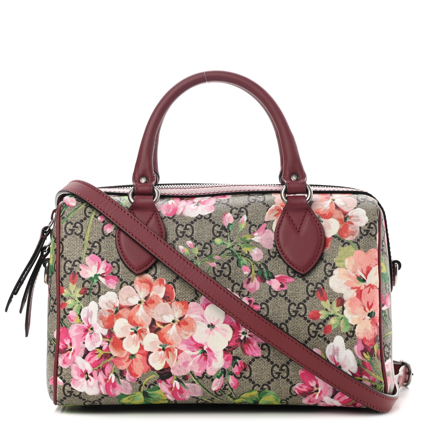Gucci GG Supreme Monogram Blooms Small Boston Beige Multicolor Dry Rose 1 of 10