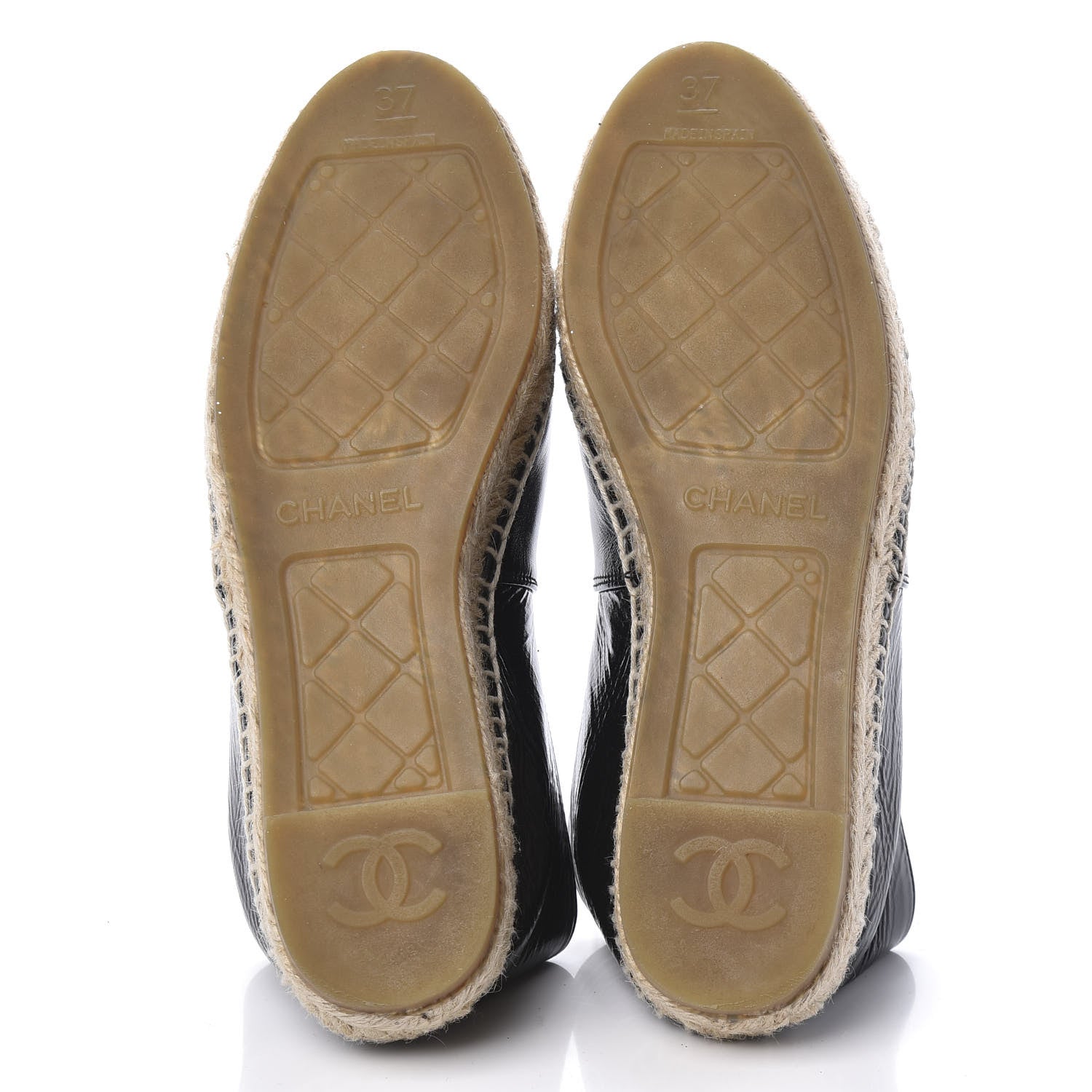 Chanel Lambskin CC Espadrilles 37 Black SIlver 6 of 10