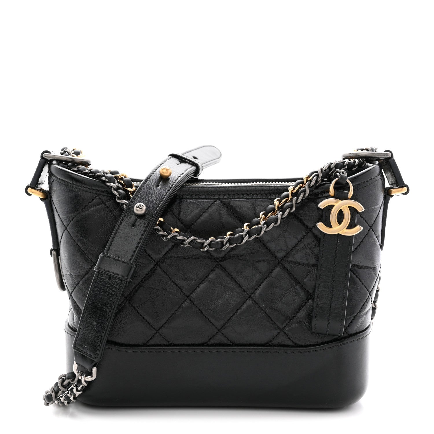 Chanel Aged Calfskin Quilted Small Gabrielle Hobo Black 1 of 13