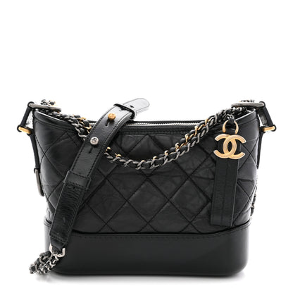 Chanel Aged Calfskin Quilted Small Gabrielle Hobo Black 1 of 13
