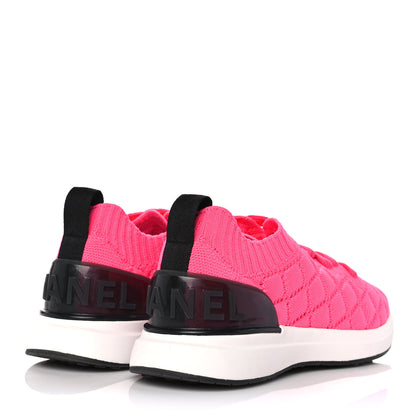 Chanel Mixed Fibers Quilted Womens CC Sneakers 35.5 Bright Pink 4 of 8