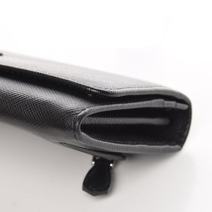 Prada Saffiano Continental Flap Wallet Black 10 of 10