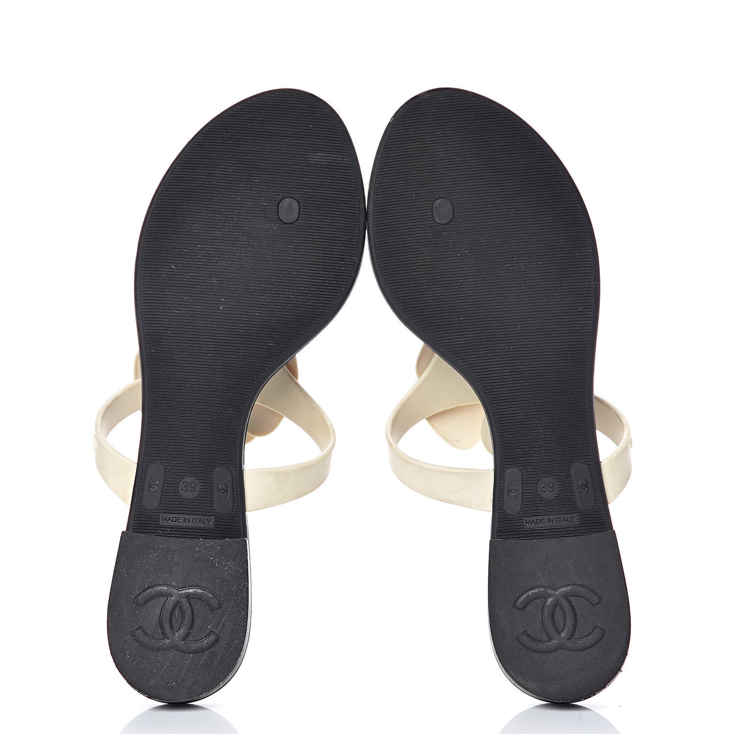 Jelly Quilted Camellia Thong Sandals 39 Black White