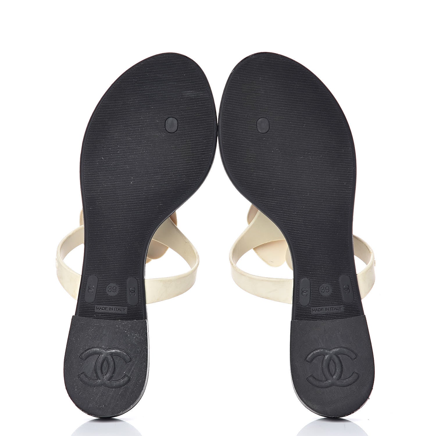 Chanel Jelly Quilted Camellia Thong Sandals 39 Black White 7 of 13