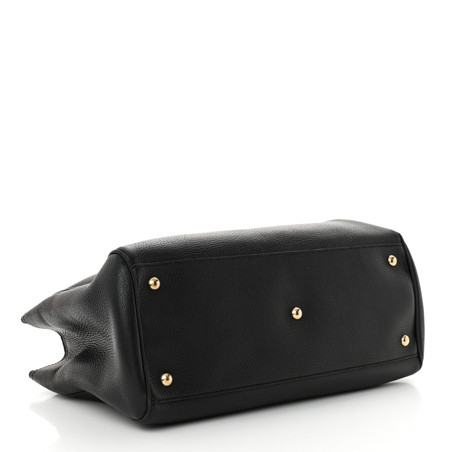 Pebbled Calfskin Medium Bamboo Shopper Tote Black