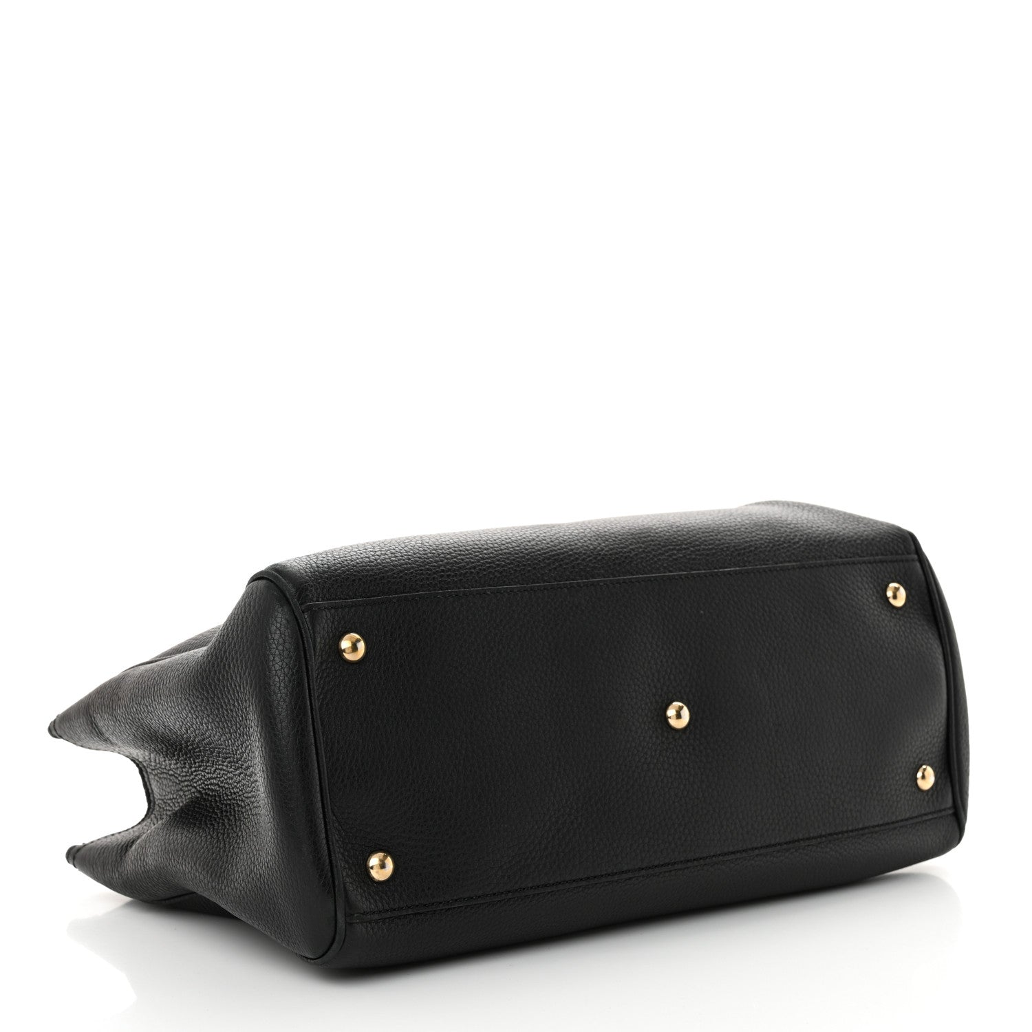 Gucci Pebbled Calfskin Medium Bamboo Shopper Tote Black 4 of 16