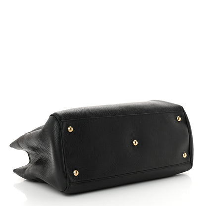 Gucci Pebbled Calfskin Medium Bamboo Shopper Tote Black 4 of 16